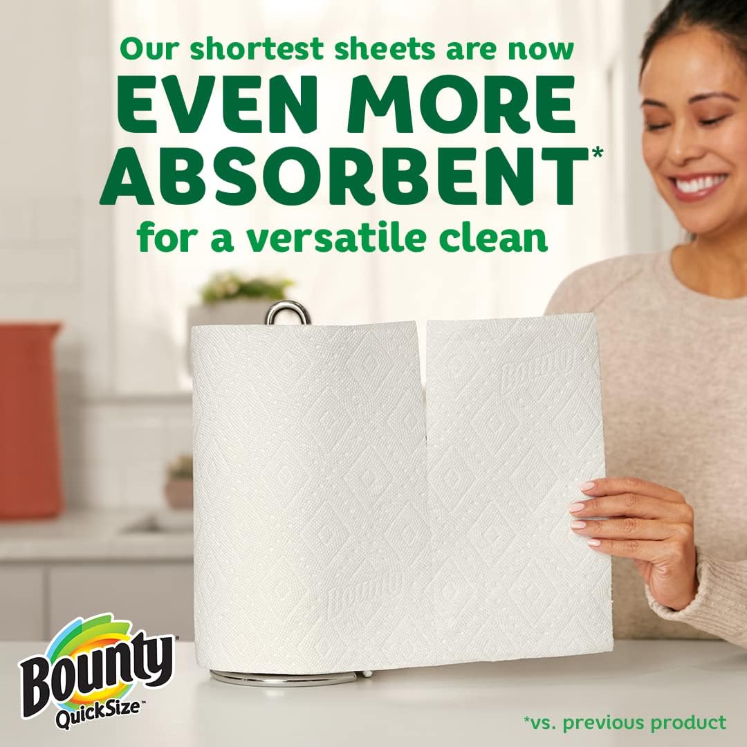 Bounty Quick Size Paper Towels, White, 8 Family Rolls = 20 Regular Rolls