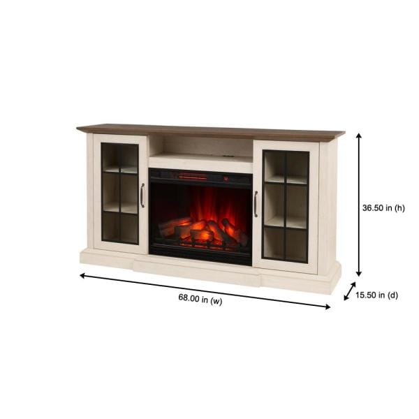 Vinegate 68 in. Freestanding Media Console Electric Fireplace in White