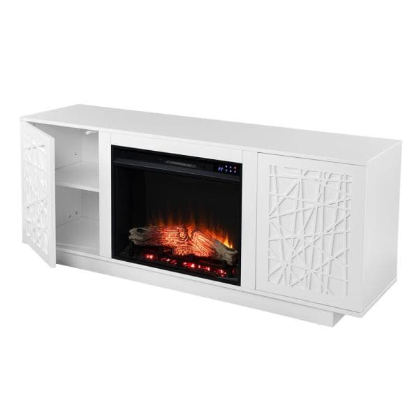 Luke 60 in. Electric Media Fireplace in White
