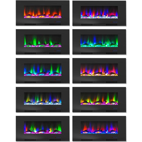 Somerset 70 in. Electric Fireplace in Blue with Driftwood Log Display