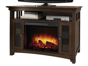 Wyatt Electric Fireplace Media Console in Burnished Oak