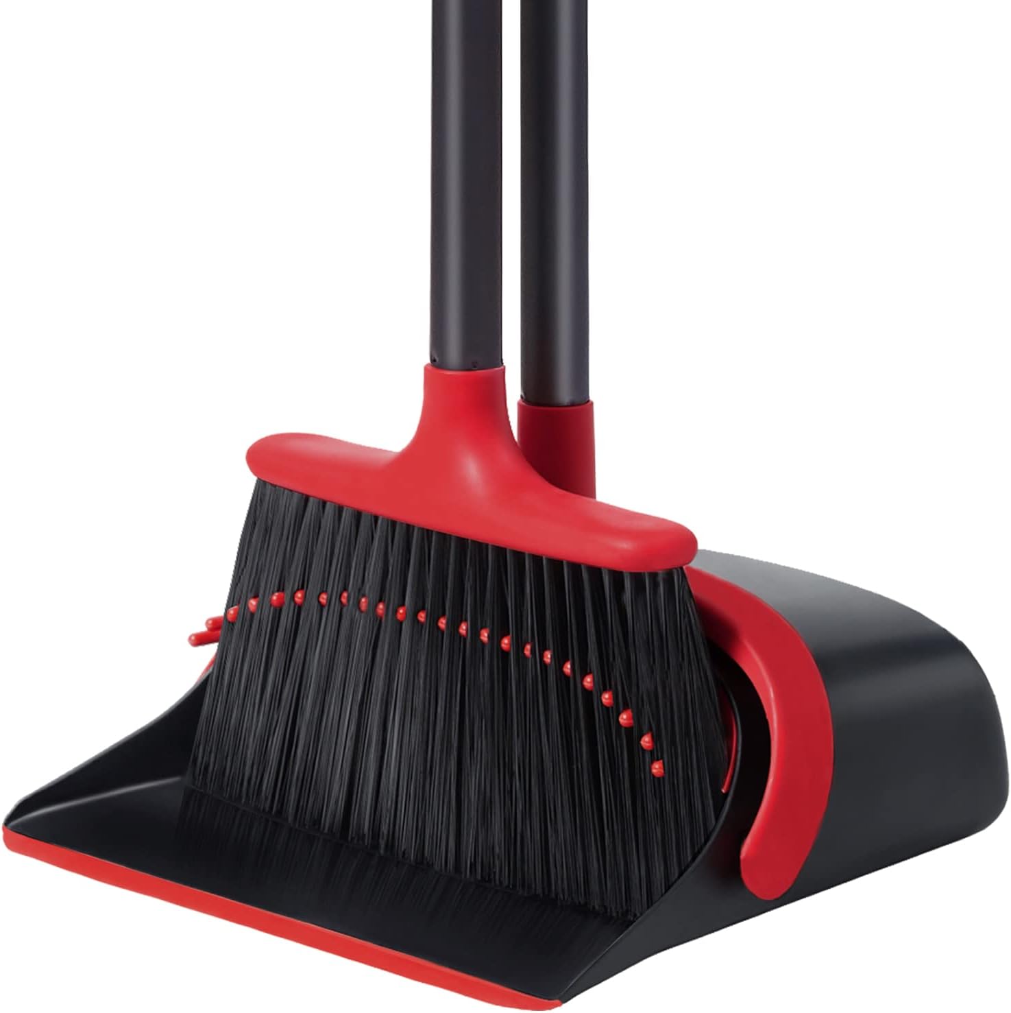 Broom with Dustpan Combo Set, Upgrade Broom and Dustpan Set for Home, 52'' Long Handle Broom and Dustpan Set, Standing Dustpan and Broom for Kitchen Office Lobby Floor
