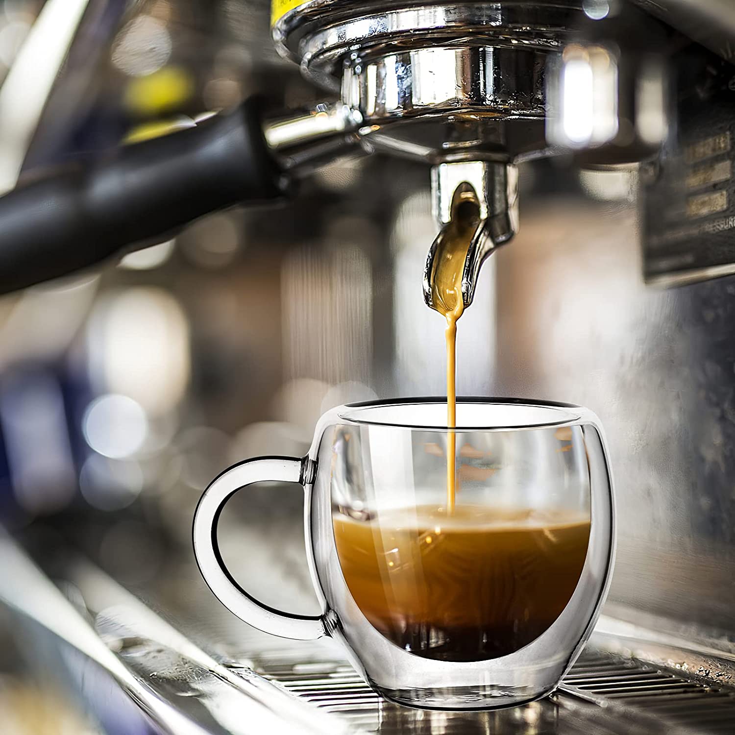 Espresso Cups With Handle,Espresso Shot Glasses,Clear Expresso Coffee Cups,Double Wall Insulated Espresso Mugs,Microwave Dishwasher Safe,Suit for Espresso Machine