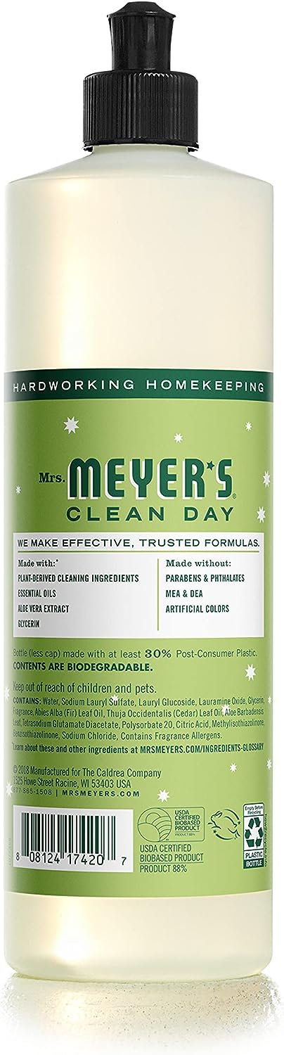 Mrs. Meyer's Liquid Dish Soap, Biodegradable Formula, Lemon Verbena, 16 Fl. Oz - Pack Of 3