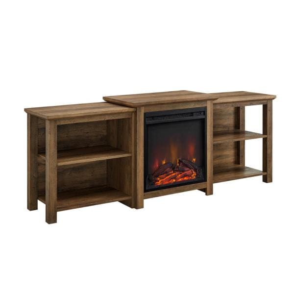70 in. Reclaimed Barnwood Composite TV Stand Fits TVs Up to 78 in. with Electric Fireplace