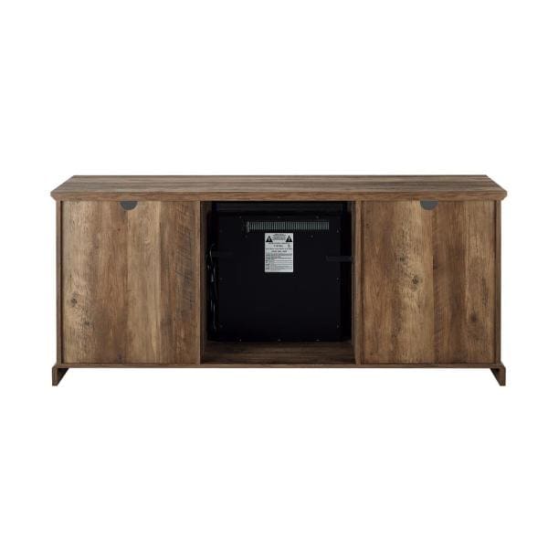 60 in. Reclaimed Barnwood Composite TV Stand Fits TVs Up to 65 in. with Electric Fireplace
