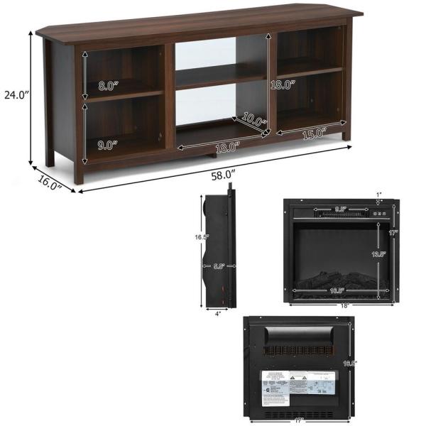 58 in. Fireplace TV Stand with 18 in. Electric Fireplace Up to 65 in. Coffee (2-Tier)
