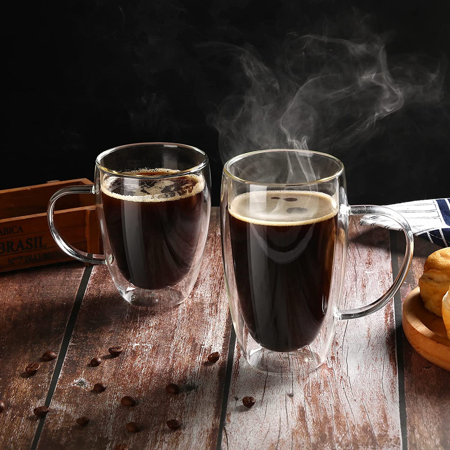 Espresso Cups With Handle,Espresso Shot Glasses,Clear Expresso Coffee Cups,Double Wall Insulated Espresso Mugs,Microwave Dishwasher Safe,Suit for Espresso Machine