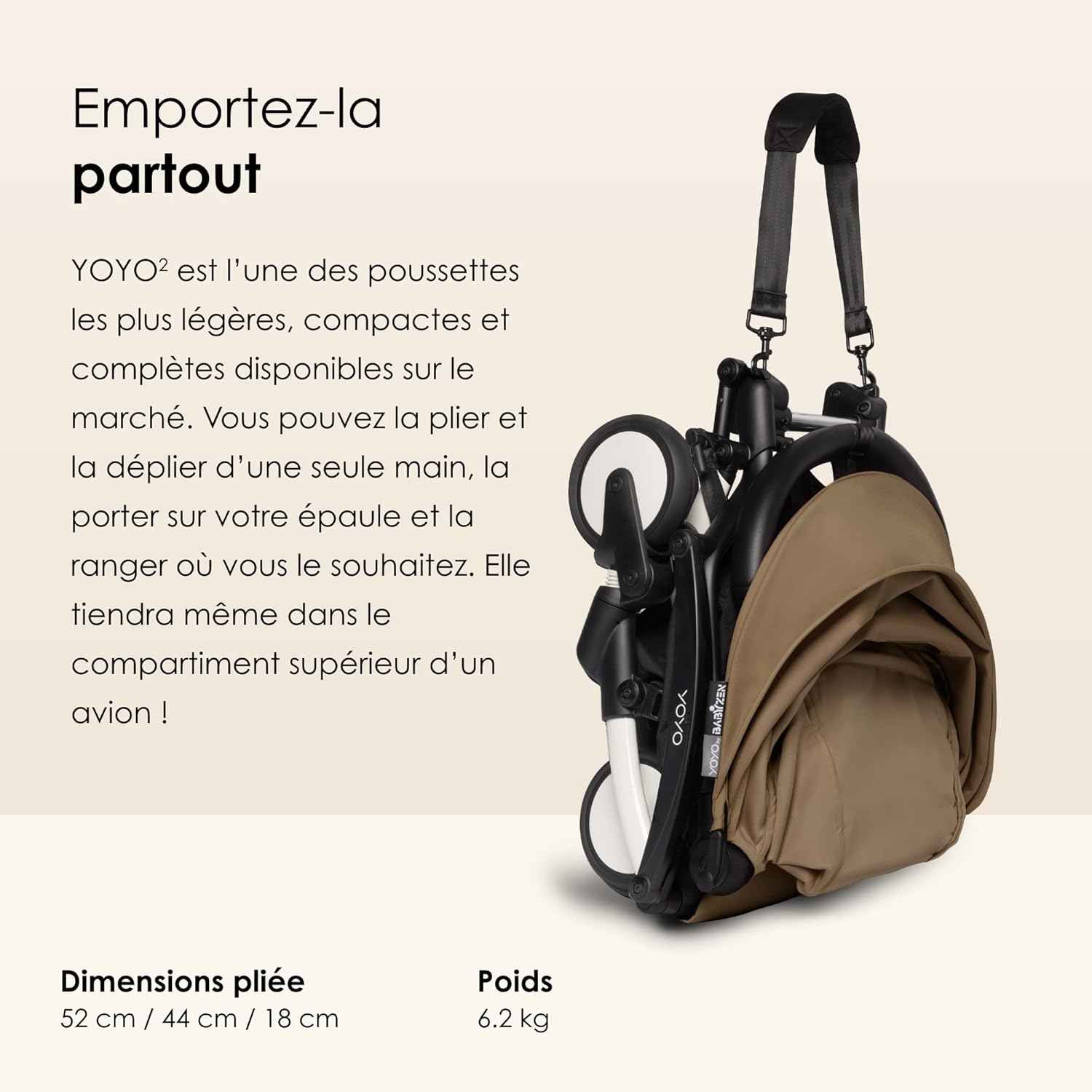 Poussette BABYZEN YOYO2 6+ (Cadre noir + pack couleur Aqua) - Comprend un harnais, un dossier, des arceaux de capote, une bandoulière, un coussin d’assise, et une capote assortie