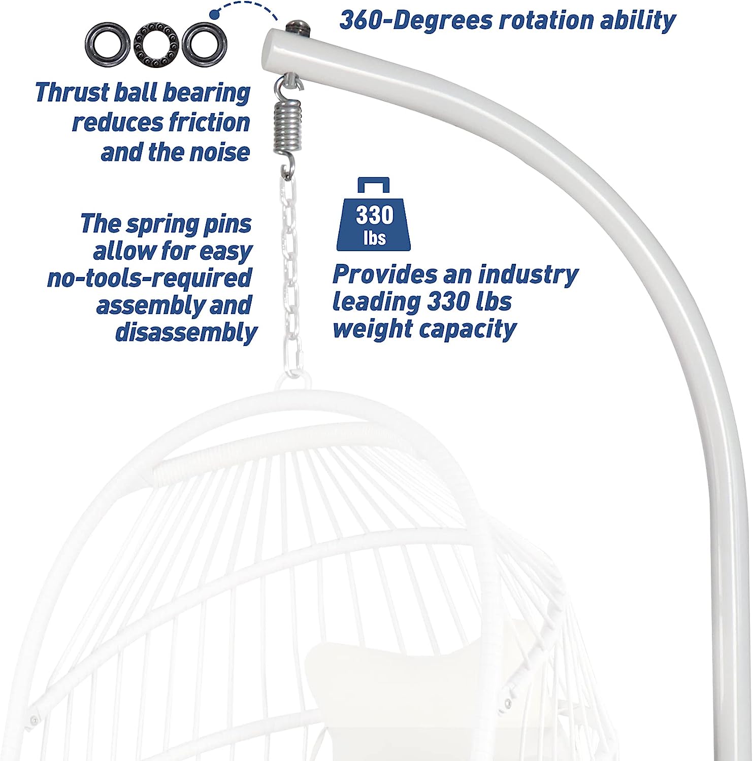 Chihee Egg Chair Foldable Wicker Rattan Hanging Chair Swing Chair Indoor Outdoor Patio Wicker Chair Hammock Chair with Stainless Steel Hanging Kit Chain Link UV Resistant Cushion Bedroom Balcony