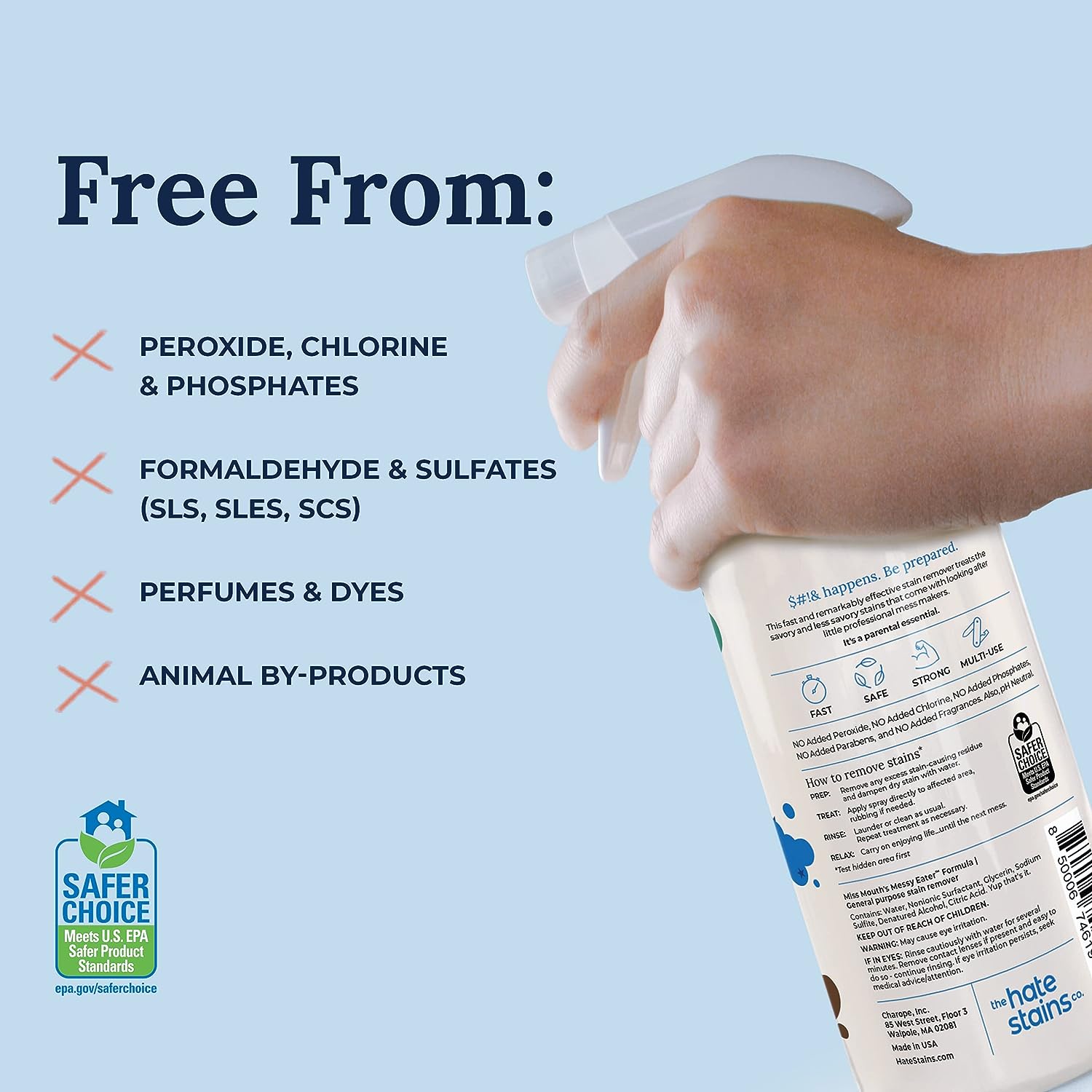 Miss Mouth's Messy Eater Stain Treater Spray - 4oz 2 Pack Stain Remover - Newborn & Baby Essentials - No Dry Cleaning Food, Grease, Coffee Off Laundry, Underwear, Fabric