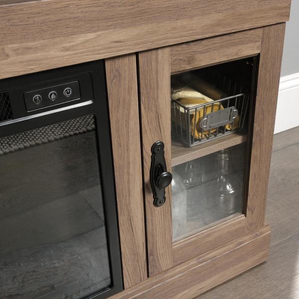 Barrister Lane 51 in. Salt Oak Particle Board TV Stand Fits TVs Up to 60 in. with Electric Fireplace