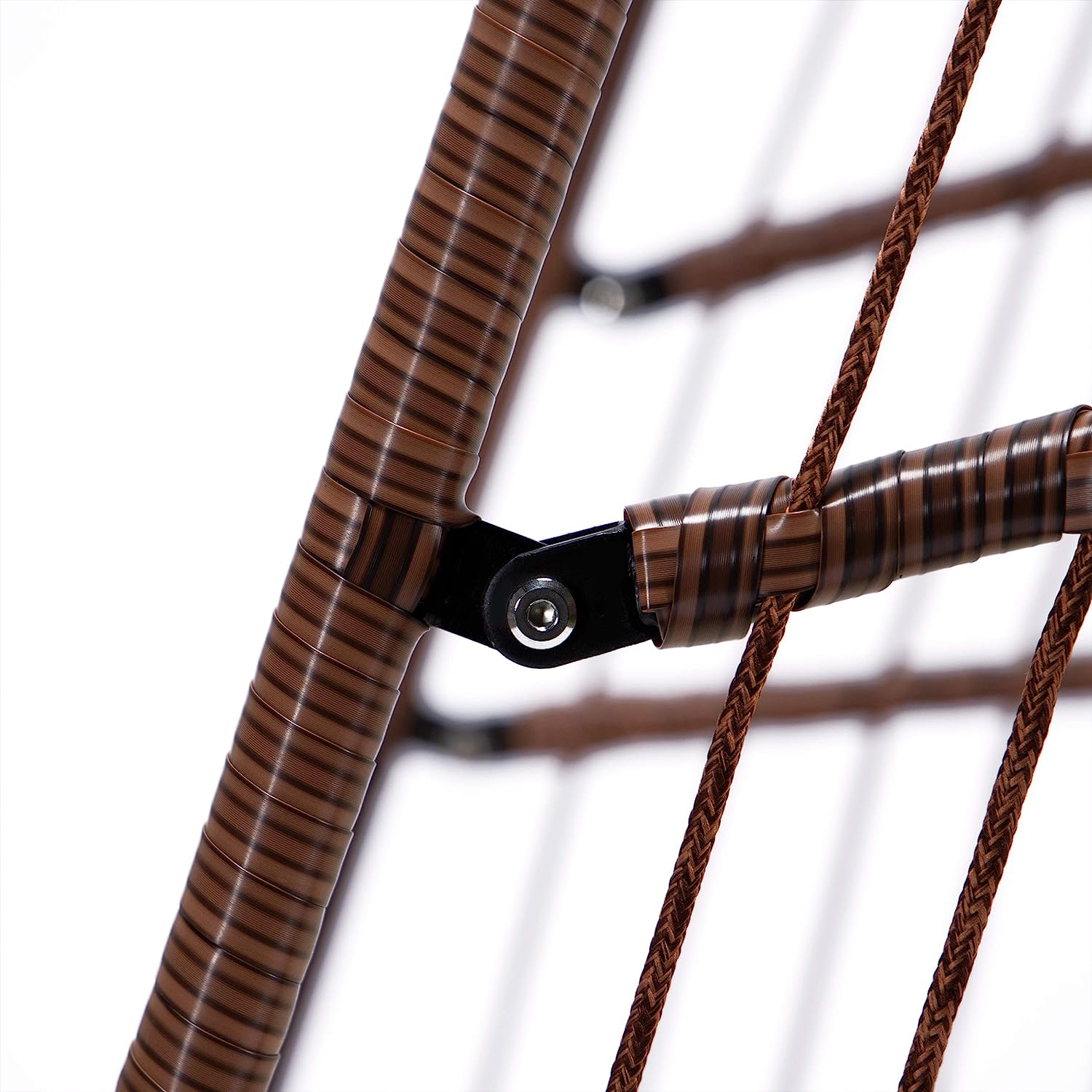 in Door Outdoor Patio Wicker Hanging Chair Swing Chair Patio Egg Chair UV Resistant Beige Cushion Aluminum Frame (Brown)