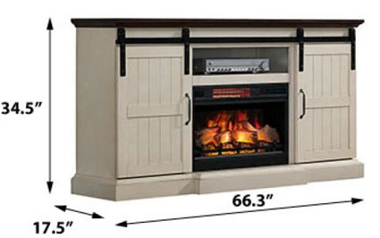 Hogan Electric Fireplace TV Stand in Weathered White - 26MM90273-W476