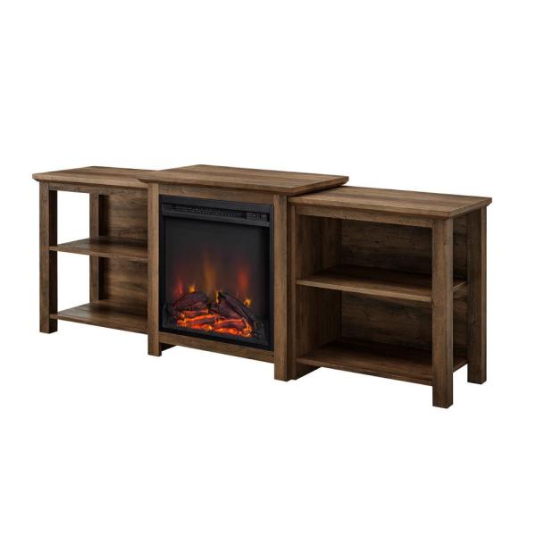 70 in. Reclaimed Barnwood Composite TV Stand Fits TVs Up to 78 in. with Electric Fireplace