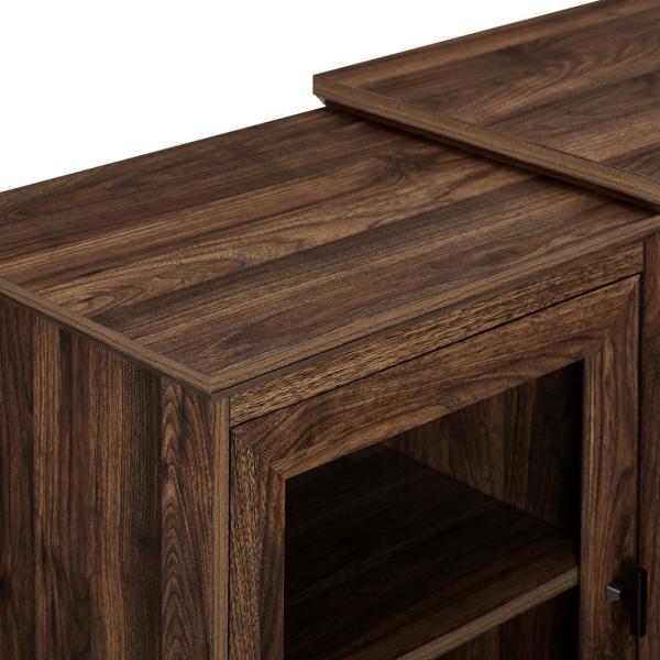 60 in. Dark Walnut Composite TV Stand Fits TVs Up to 66 in. with Electric Fireplace