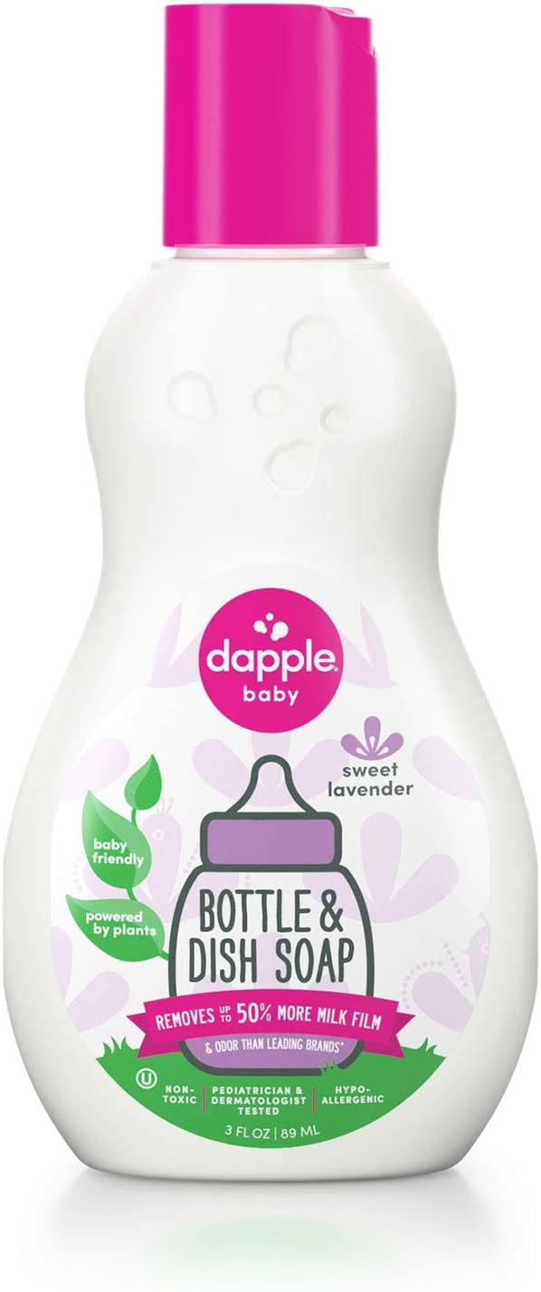 Dapple Baby, Bottle and Dish Soap Dish Liquid Plant Based Hypoallergenic 1 Pump Included, Packaging May Vary, Fragrance Free, 16.9 Fl Oz (Pack of 3)