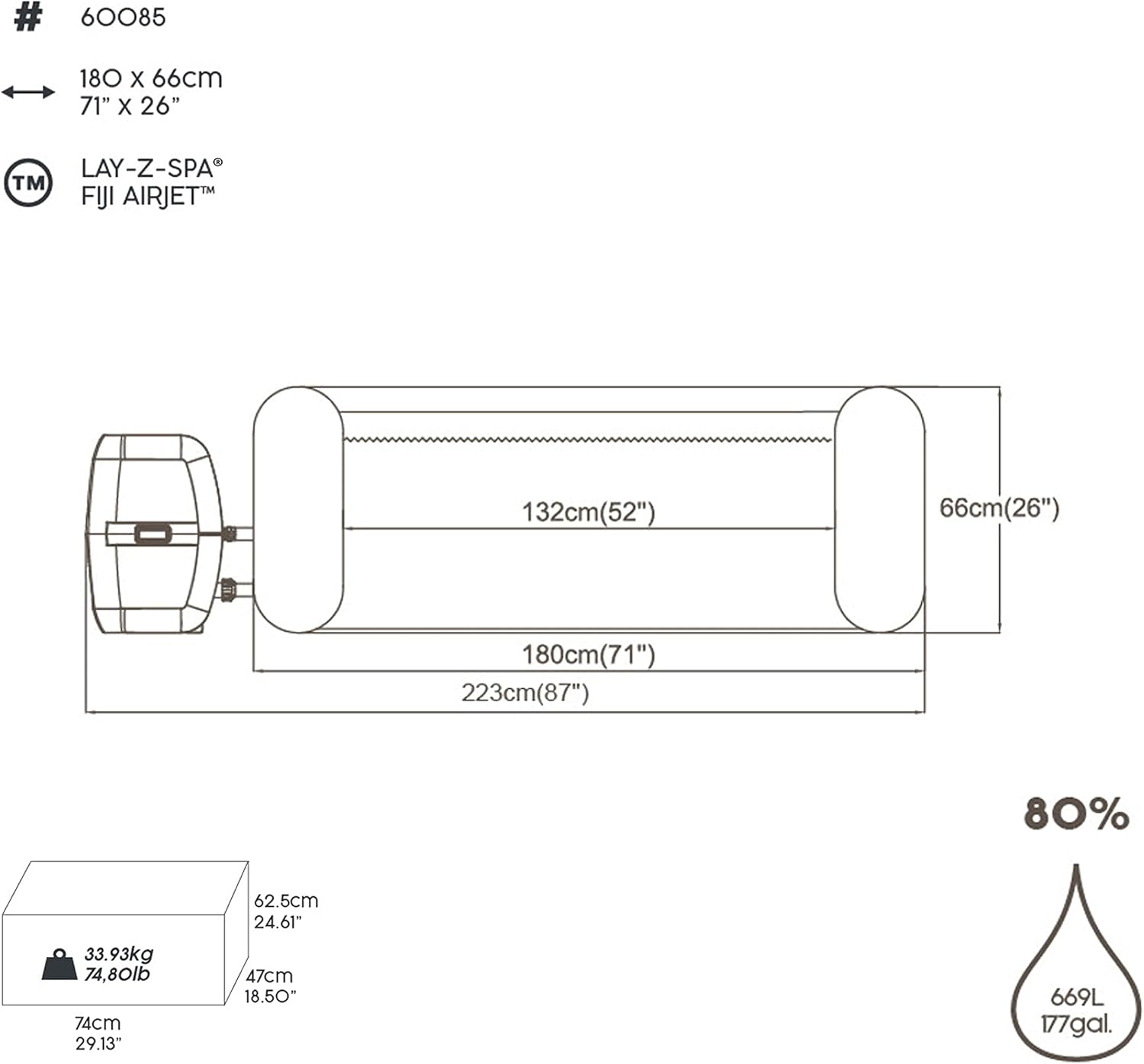 Spa gonflable rond BESTWAY Lay-Z-Spa® Miami Airjet™ 2 - 4 personnes