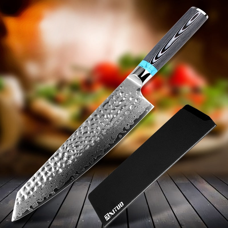 8 Inch Chef Knife High Quality Damascus VG10 Blade Professional Japanese Kitchen Knife Cleaver Kiritsuke with Knife Cover