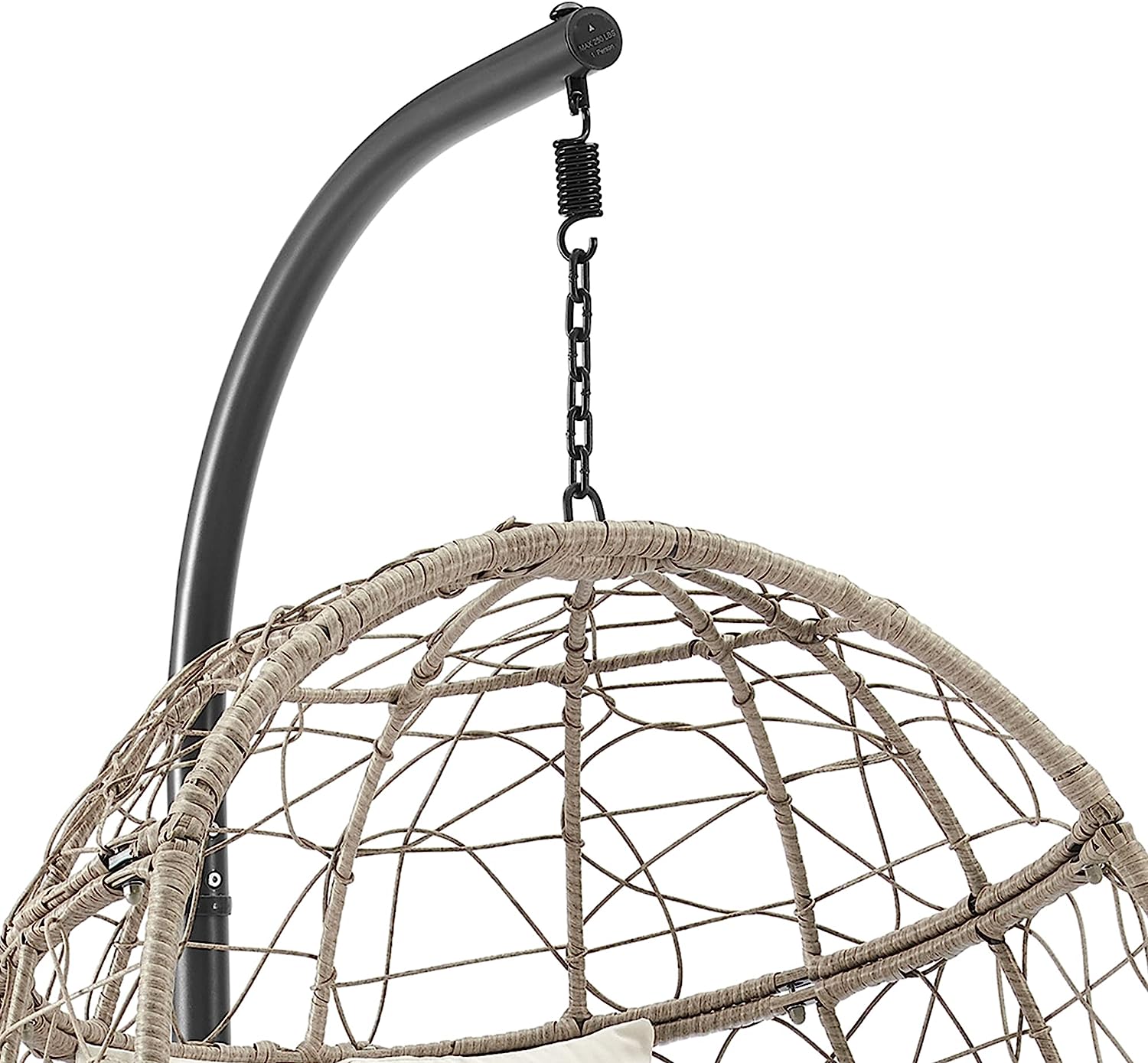 Ulax Furniture Outdoor Wicker Hanging Chair Indoor Swing Egg Chair with Stand Patio Rattan Hammock Basket Chair with Soft Deep Fluffy Cushion