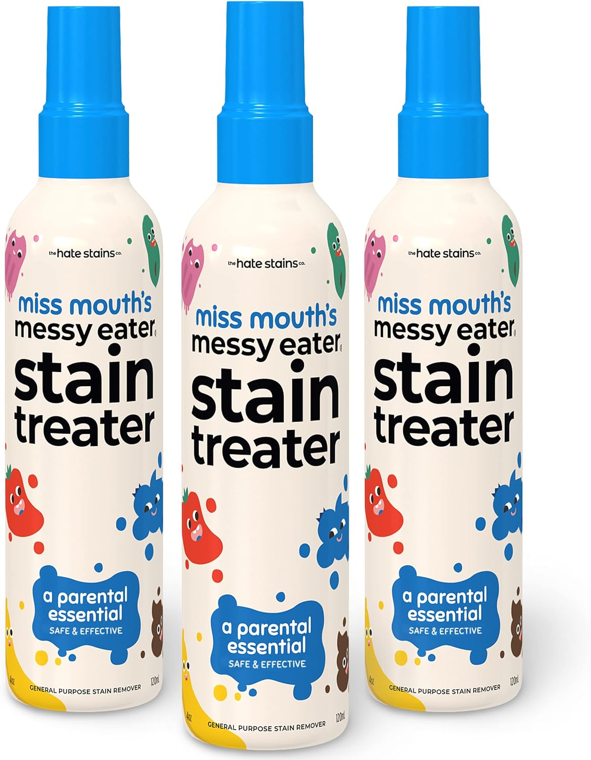 Miss Mouth's Messy Eater Stain Treater Spray - 4oz 2 Pack Stain Remover - Newborn & Baby Essentials - No Dry Cleaning Food, Grease, Coffee Off Laundry, Underwear, Fabric
