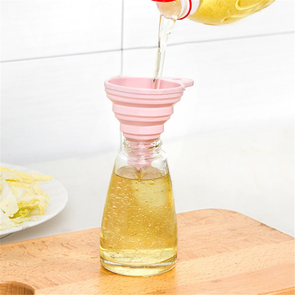 Kitchen Silicone Collapsible Funnels Folding Funnel Set Foldable Funnel for Filling Bottles, Liquid, Powder Transfer
