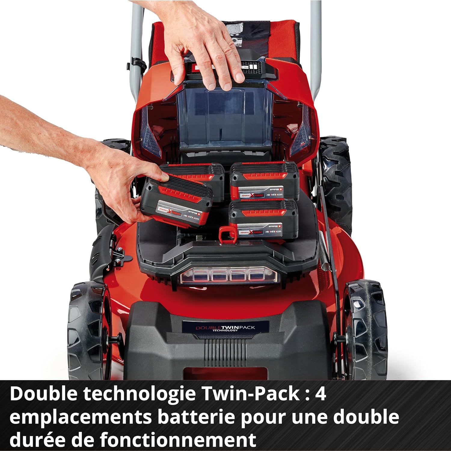 Einhell Professional Tondeuse à gazon sans fil GP-CM 36/47 S HW Li Power X-Change (36V, 47 cm largeur de coupe, autotractée, moteur sans charbon) Livré avec 4 Batteries 4,0Ah et 2 Chargeurs Doubles