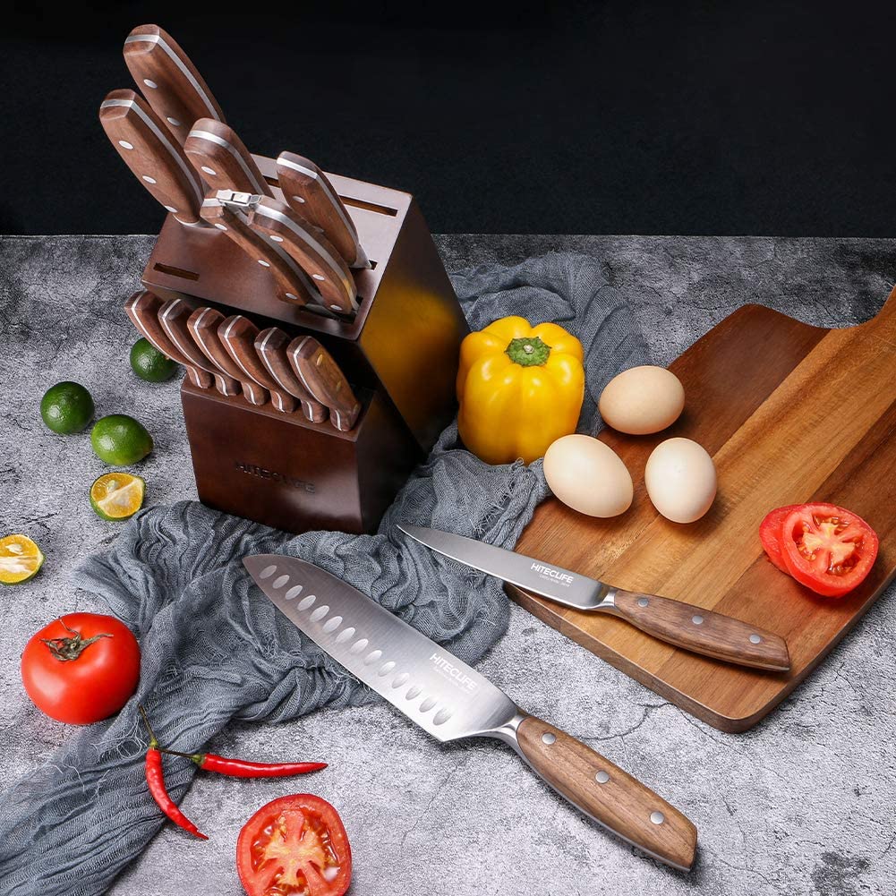 [🎁GIFT]14 Pieces High Carbon Stainless Steel Knife Set with Block