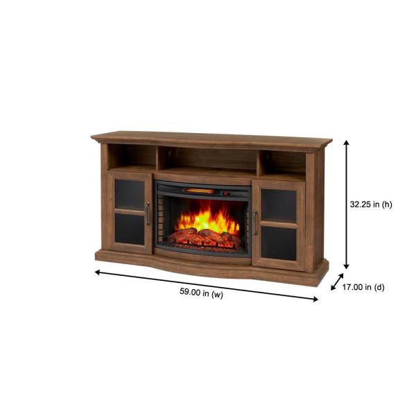 Barden 59 in. Freestanding Electric Fireplace TV Stand in Antique Coffee