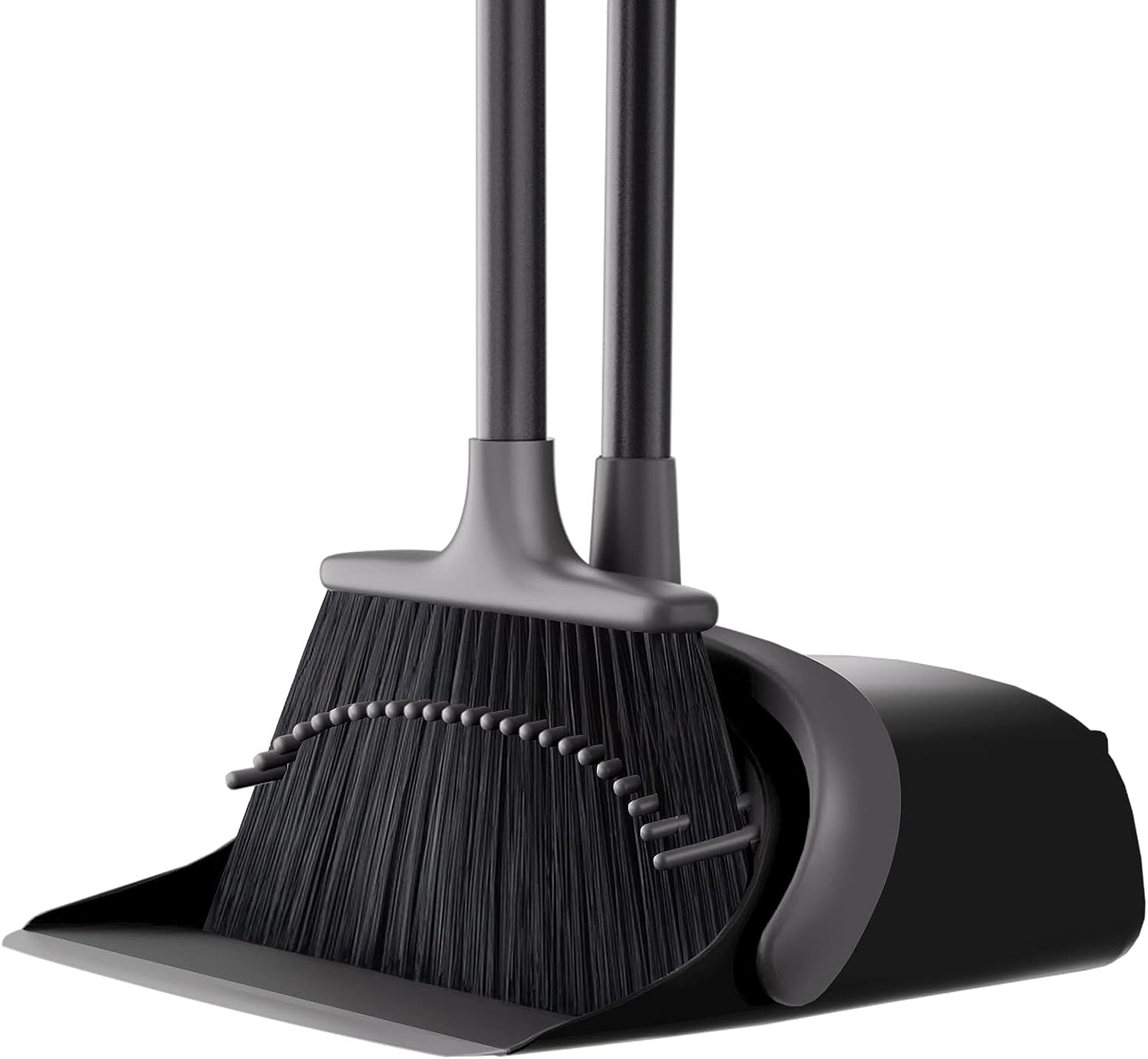 Broom with Dustpan Combo Set, Upgrade Broom and Dustpan Set for Home, 52'' Long Handle Broom and Dustpan Set, Standing Dustpan and Broom for Kitchen Office Lobby Floor