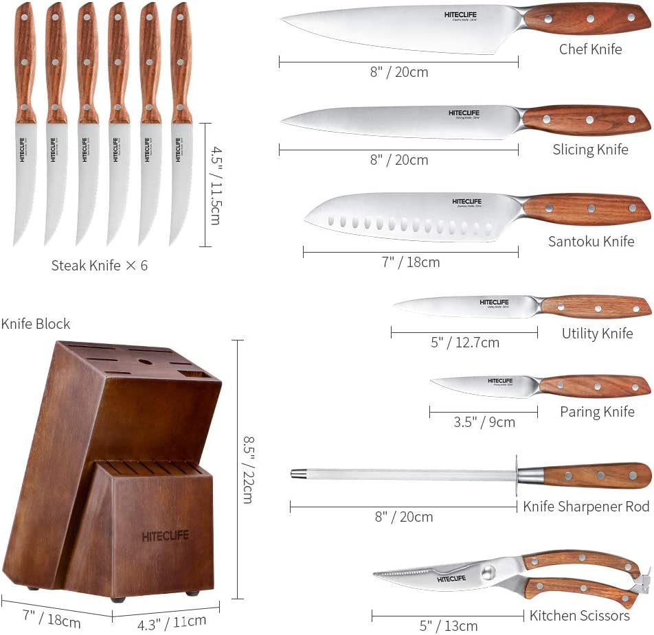 [🎁GIFT]14 Pieces High Carbon Stainless Steel Knife Set with Block