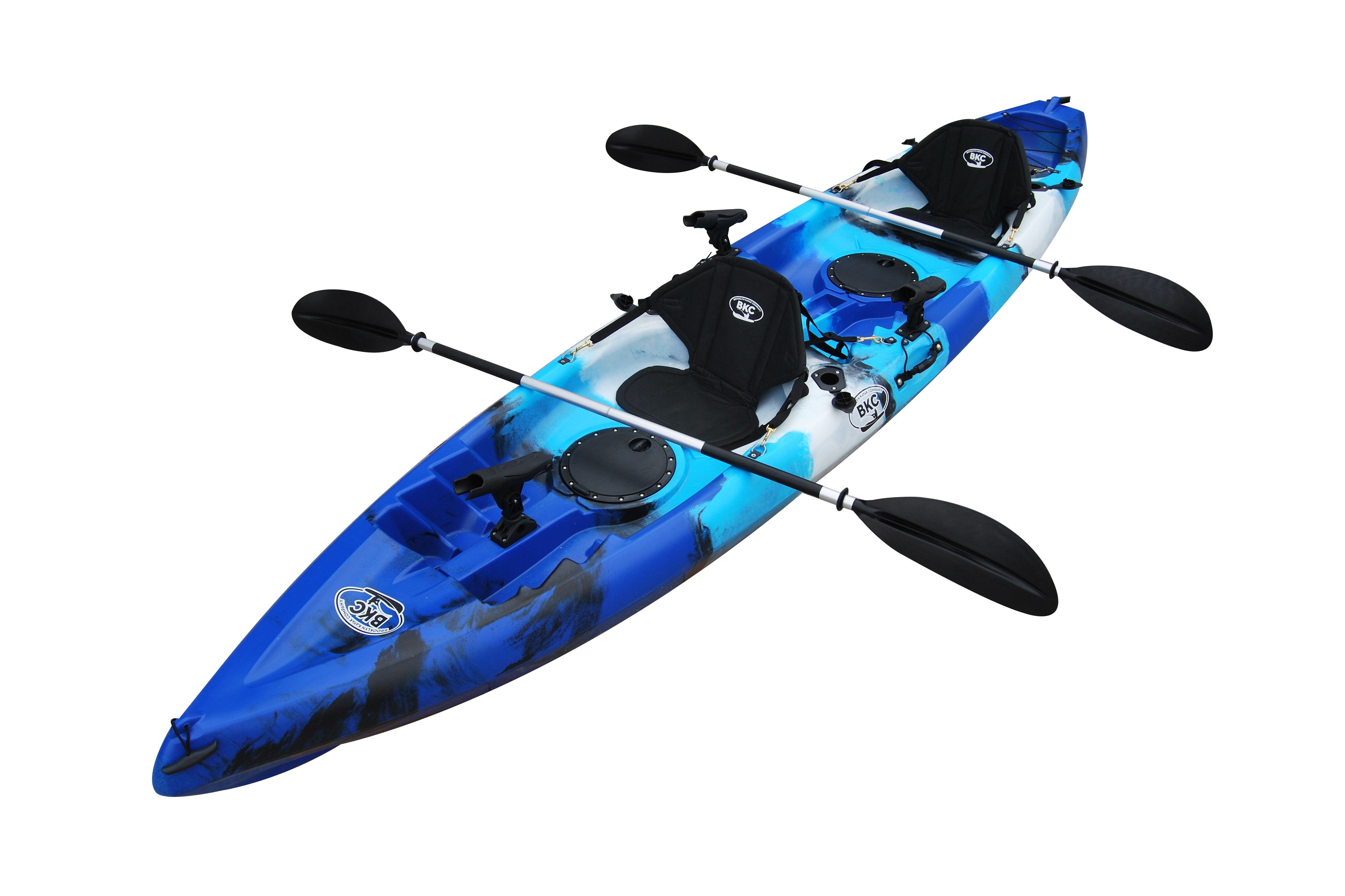 BKC TK181 Angler – Kayak de pêche tandem pour 2 personnes, 3,86 m, avec sièges rembourrés et pagaies