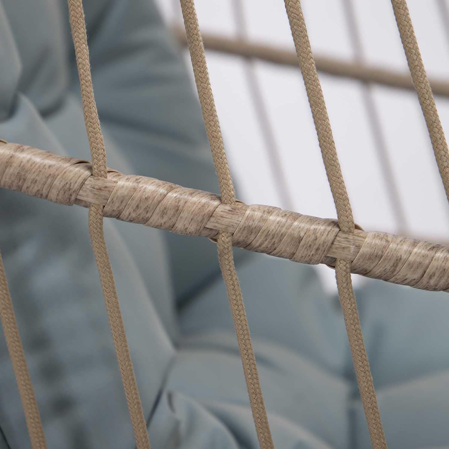 NICESOUL® Indoor Outdoor Patio Wicker Hanging Chair Swing Egg Basket Chairs with Stand UV Resistant Cushions 350lbs Capaticy for Patio Backyard Balcony Xmas Gift