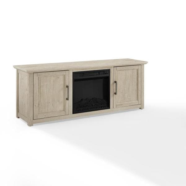 Camden Frosted Oak 58 in. Low Profile TV Stand with Fireplace Fits 60 in. with Cable Management