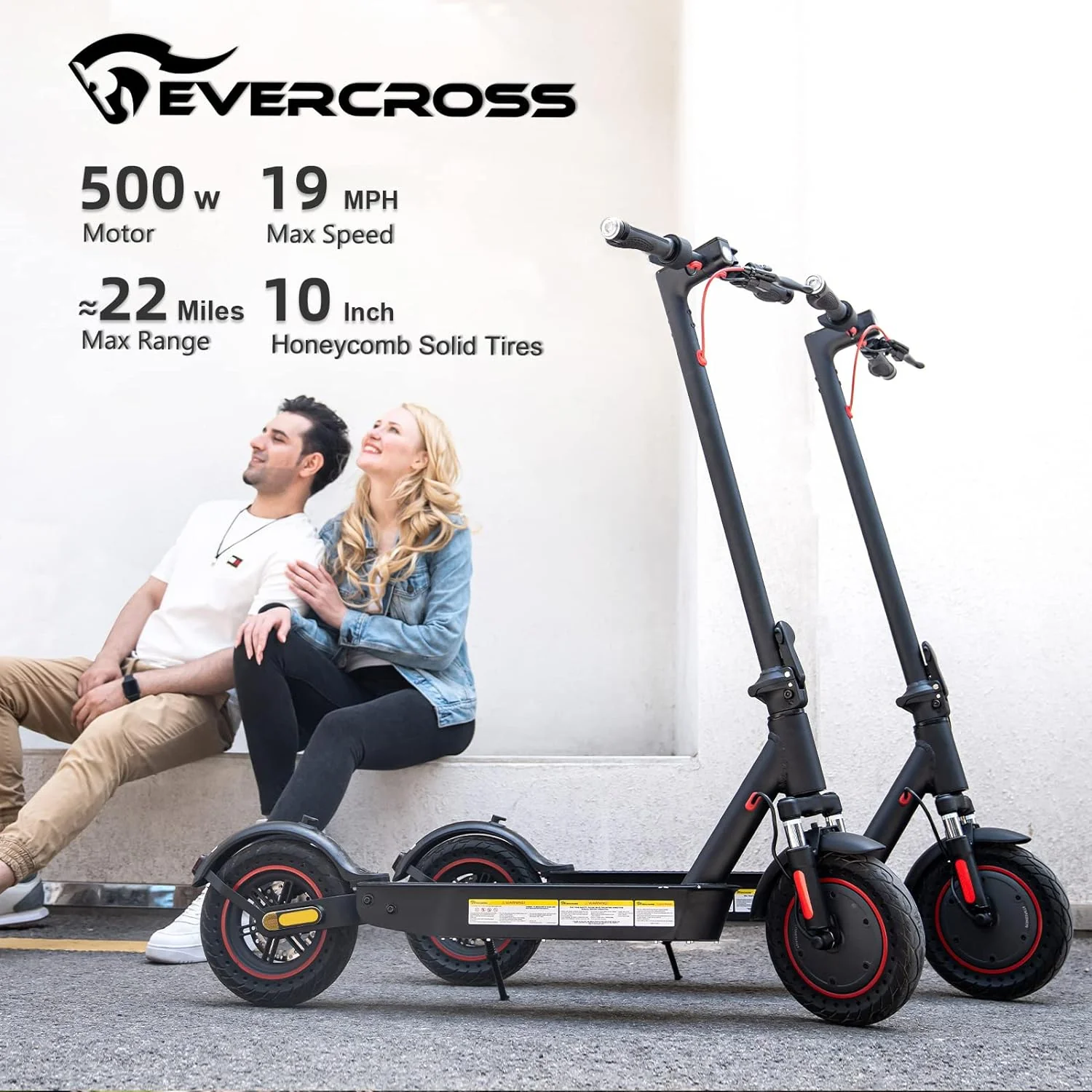 [EU Direct] EVERCROSS EV10K Pro Trottinette électrique Batterie 36V 11.4AH Moteurs 500W Pneus Pleins 10 pouces Autonomie maximale de 30-40KM Charge maximale de 150KG Trottinette pliable
