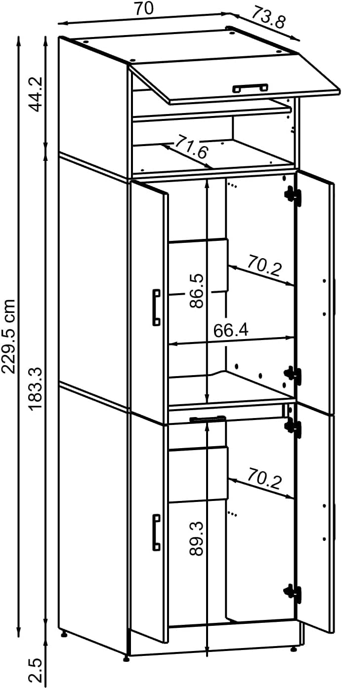 ROOMART Dora Armoire de machine à laver, pour sèche-linge et machine à laver, en 4 couleurs, avec portes et planche coulissante (chêne anthracite)