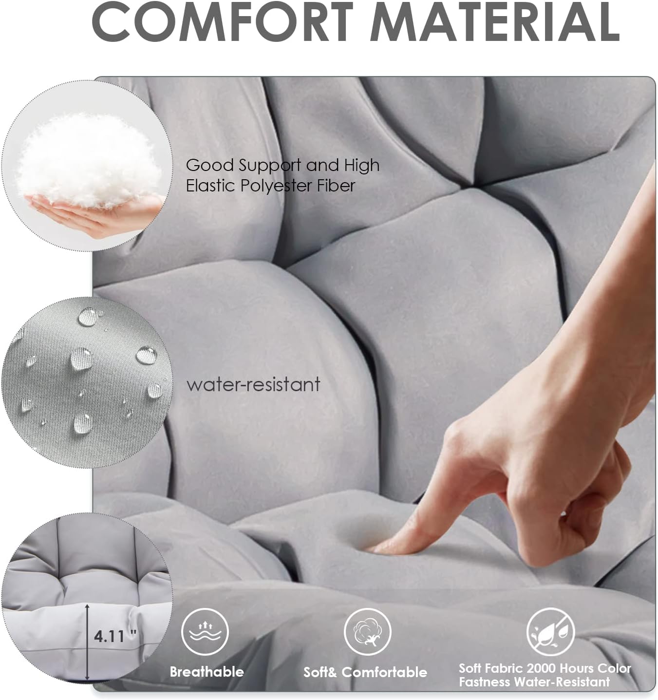 RADIATA Foldable Wicker Rattan Hanging Egg Chair with Stand, Swing Chair with Cushion and Pillow, Lounging Chair for Indoor Outdoor Bedroom Patio Garden (Beige with Stand)