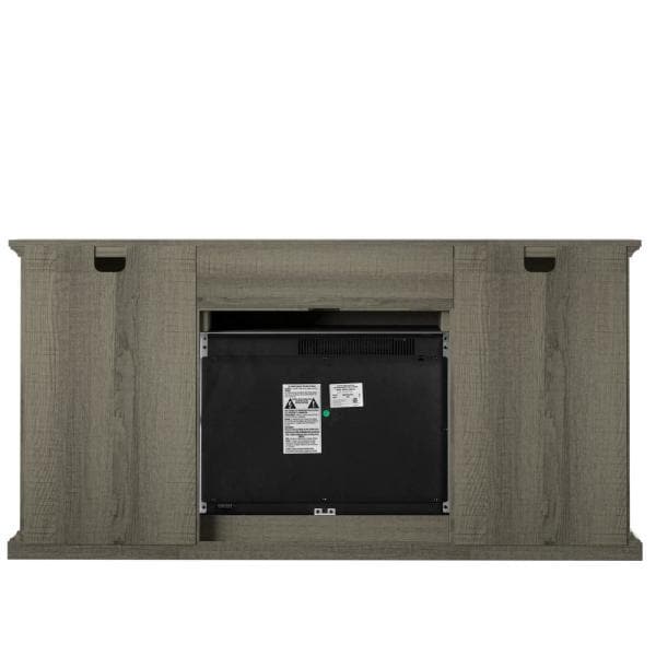 60 in. Media Mantel Fireplace in Omni-Sawblade Marks Brown with Panorama Fireplace