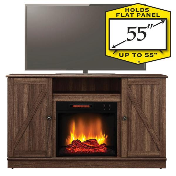 48in. Barn Wood Media Electric Fireplace in Rustic Barn Wood Brown