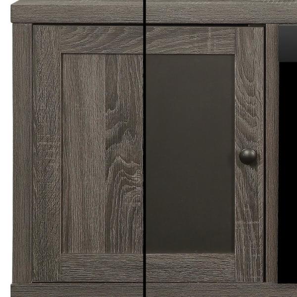 Jesse 65 in. Electric Fireplace and Glass Ember Bed in Iron Mountain Grey with 26 in. Media Console