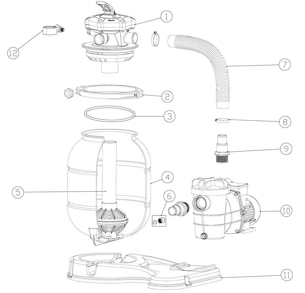 Filtre à sable système de filtration pompe de filtration pompe de piscine 6000 litres par heure 16_0002466