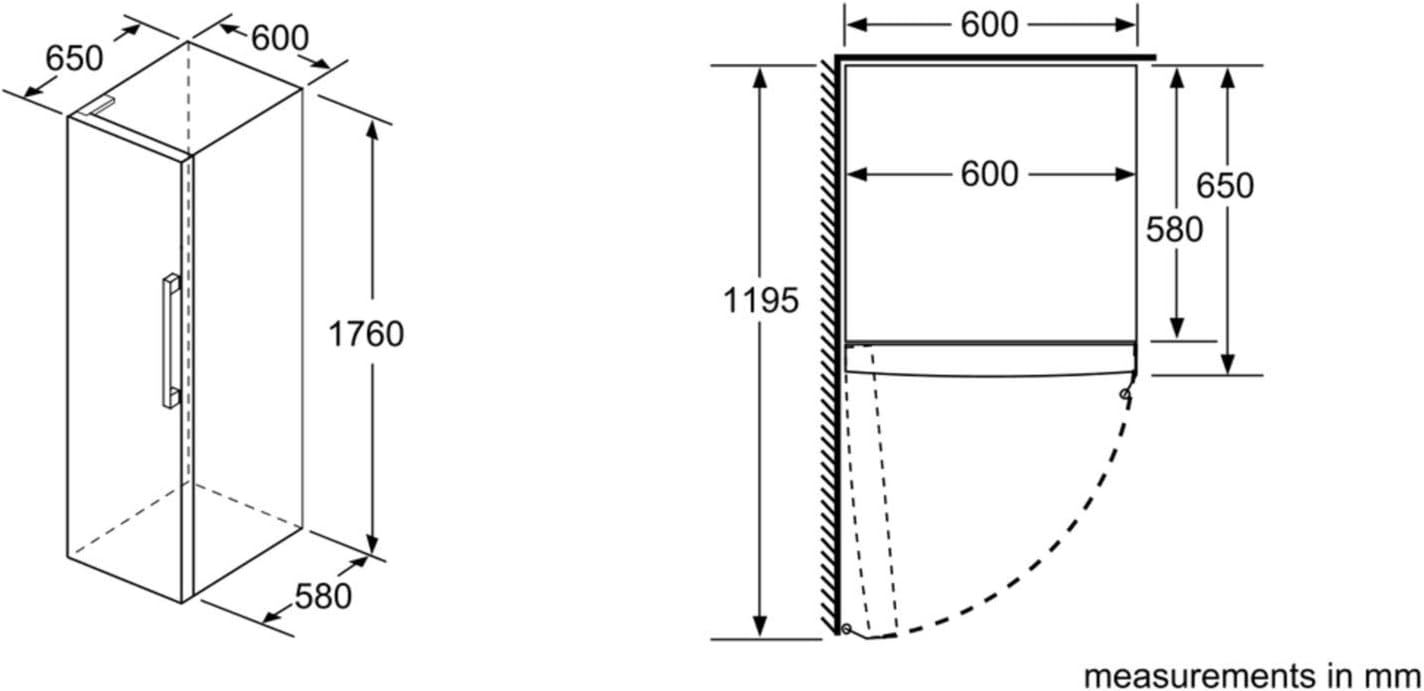 Bosch KSV33VLEP-Série 4 Réfrigérateur pose-libre - 324 litres - 176 x 60 cm - Inox
