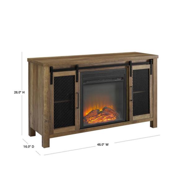 48 in. Rustic Oak Composite TV Stand 52 in. with Electric Fireplace