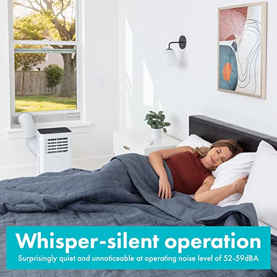 SLPAC805W.5 Portable Air Conditioner-Compact Home A/C Cooling Unit with Built-in Dehumidifier & Fan Modes, Includes Window Mount Kit, 8,000 BTU with WiFi + Drain Hose, White