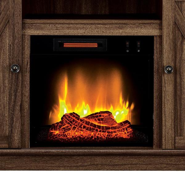 48in. Barn Wood Media Electric Fireplace in Rustic Barn Wood Brown