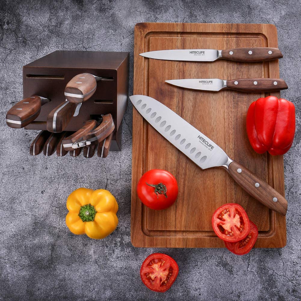 [🎁GIFT]14 Pieces High Carbon Stainless Steel Knife Set with Block