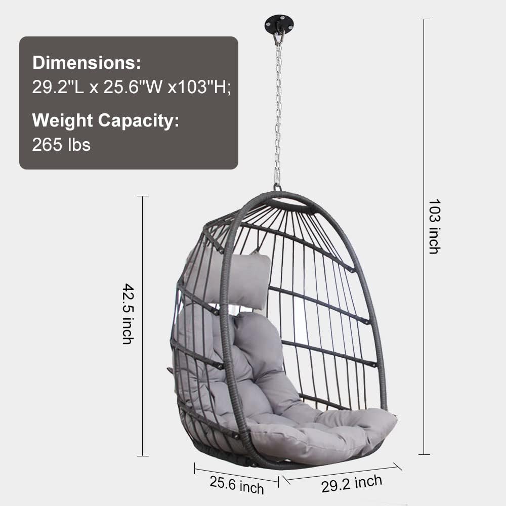 RADIATA Double Egg Chair with Stand Luxury Outdoor Patio Wicker Loveseat Hanging Swing Egg Chairs with Resistant Cushions Metal Frame 500 lbs Capaticy for 2 Persons Patio Backyard Balcony