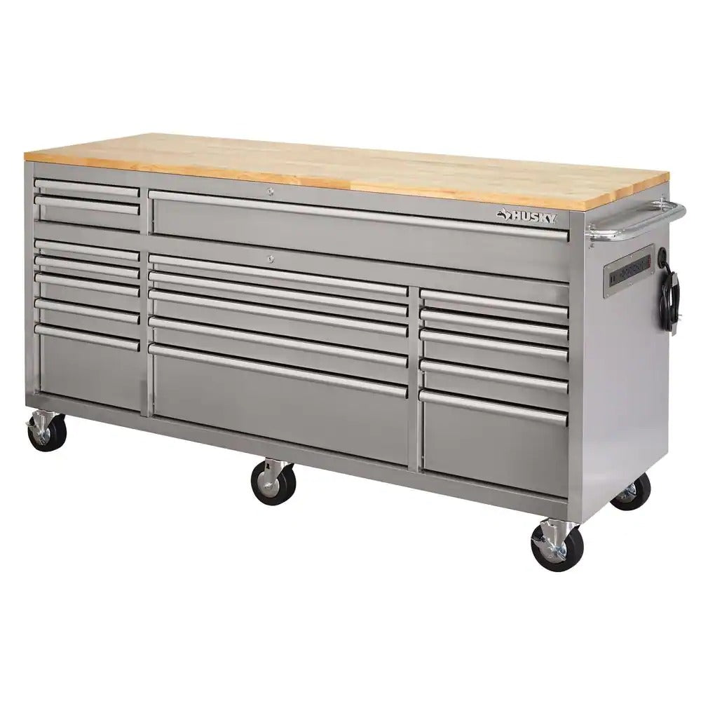 72 po. 18-Tiroir 24 po. D Mobile Workbench avec acier inoxydable en bois massif