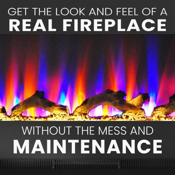 San Jose 58 in. Electric Fireplace in Blue with Driftwood Log Display