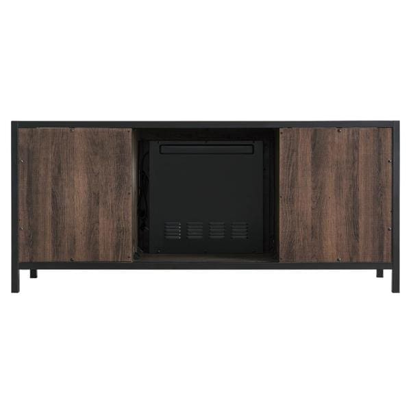 54 in. Media Electric Fireplace Full Metal Industrial Frame in Charcoal Oak